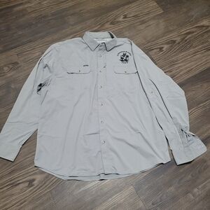 Poncho Mens Gray Long Sleeve Shirt Size XL Button Down Magnetic Pockets Outdoors
